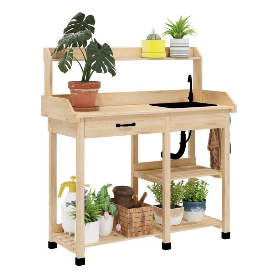 Woodworking Workbench - Drewniany stół do przesadzania roślin z